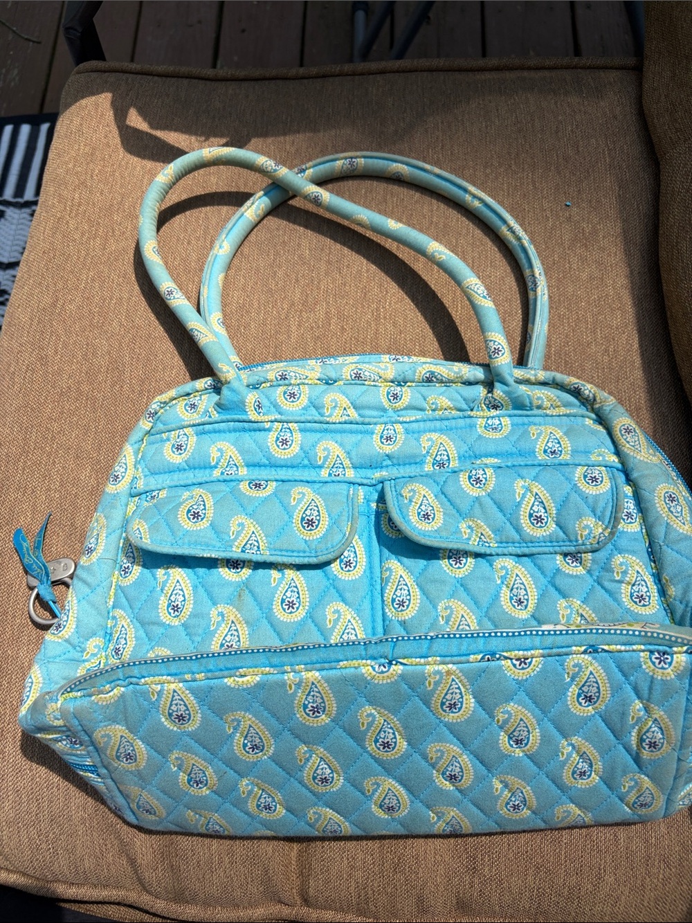 Vera Bradley Blue Quilted Paisley Shoulder Bag USED AS IS